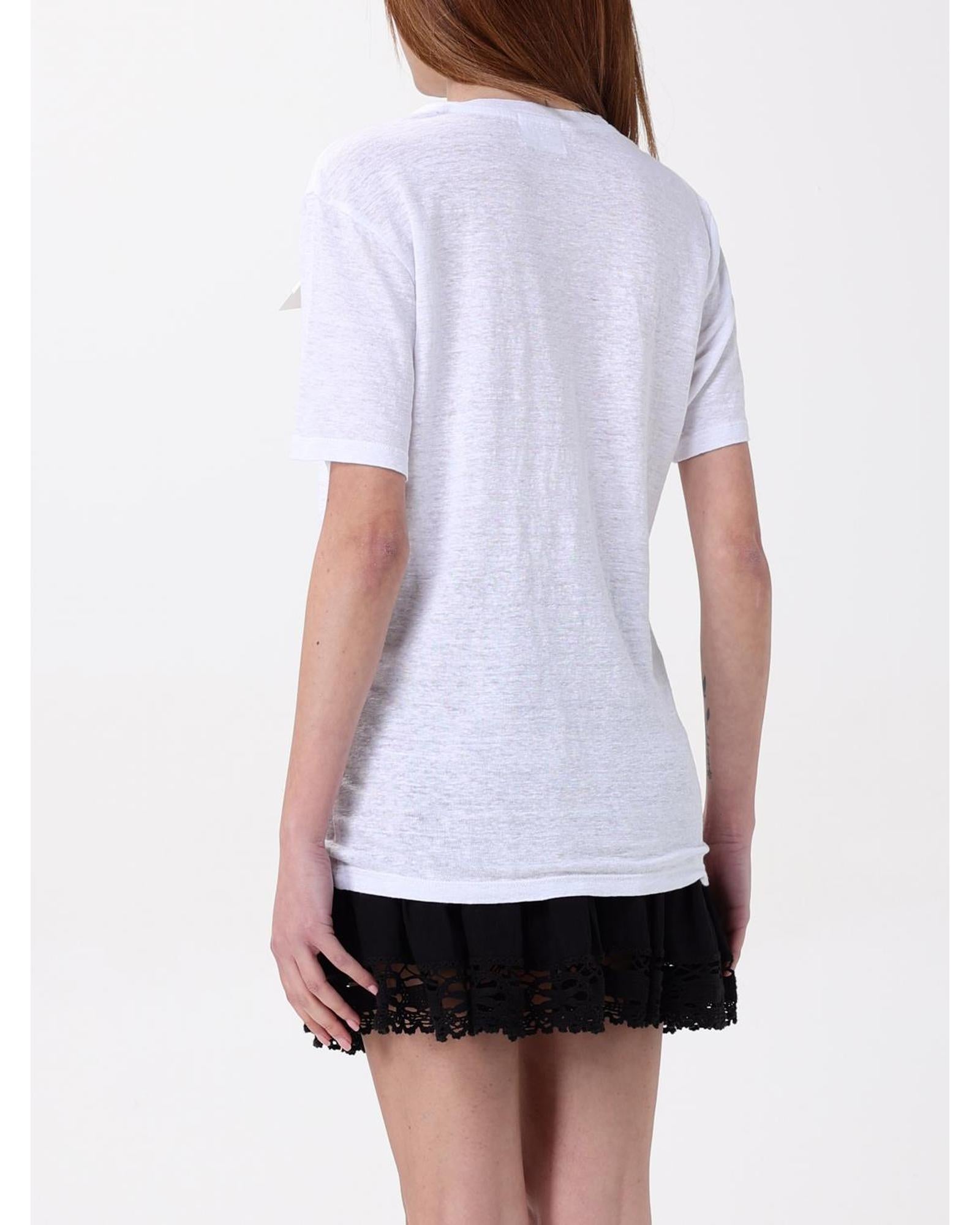 Isabel Marant Etoile Logo Linen TShirt Women White T-Shirts