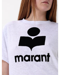 Isabel Marant Etoile Logo Linen TShirt Women White T-Shirts
