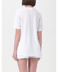 Isabel Marant Etoile Metallic Logo Linen Tee Women White T-Shirts