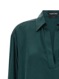 Tom Ford Women Satin Silk Polo Shirt