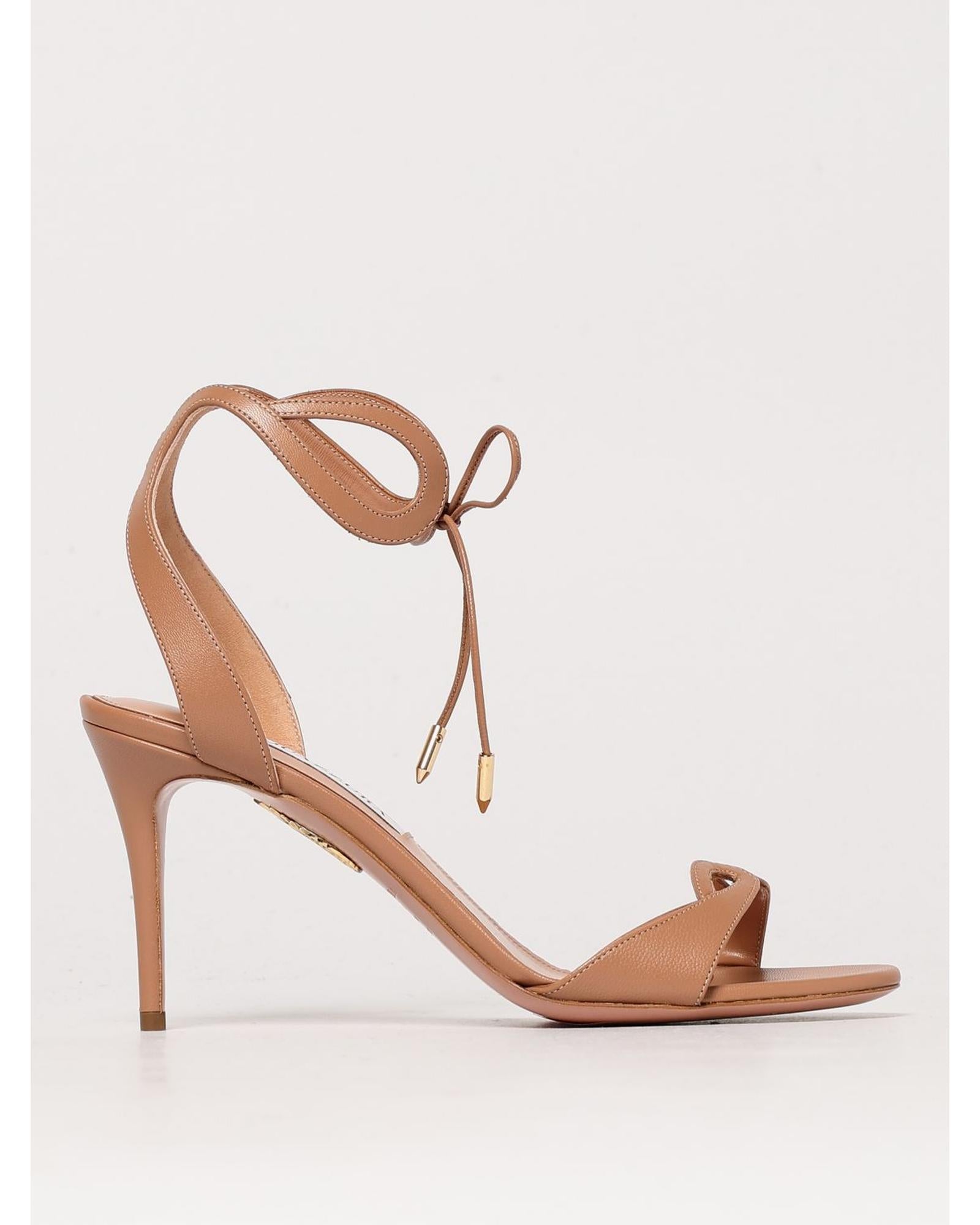 Aquazzura Sexy Thing Sandals Leather Mid Heel Women Pink