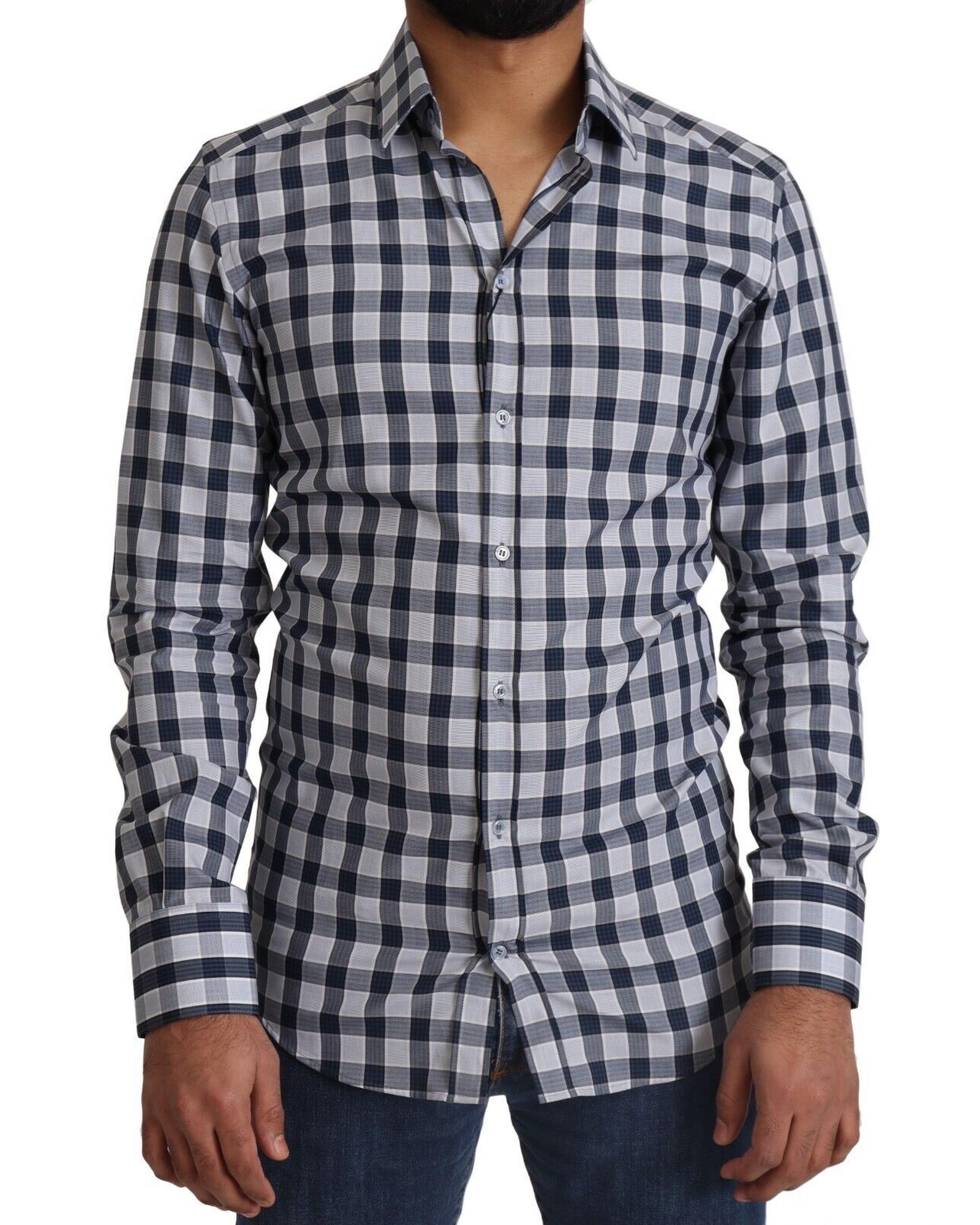 Dolce & Gabbana  G9J07T Classic Men's Dress Shirt - Blue Plaid