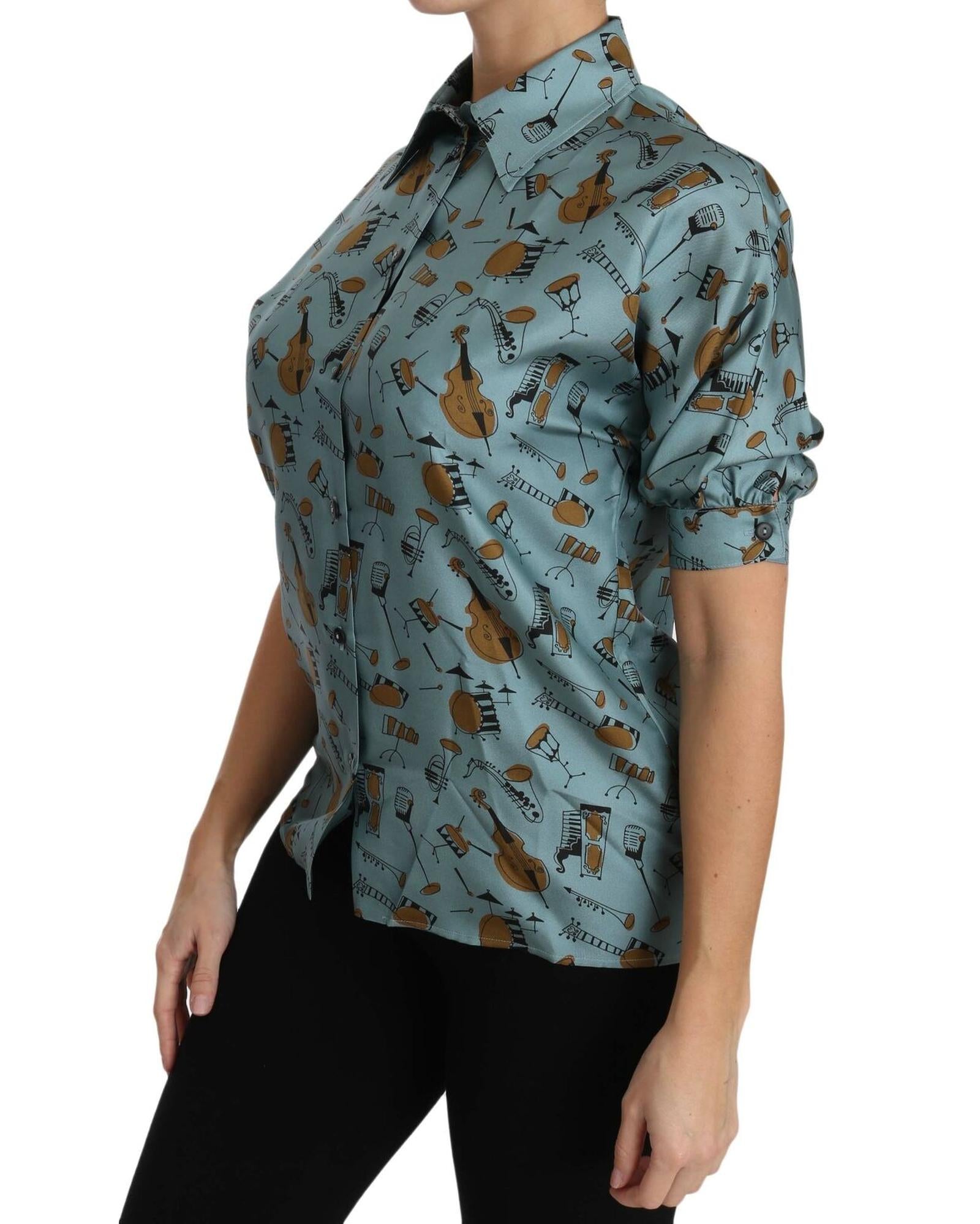 Dolce & Gabbana  Music Print Silk Shirt