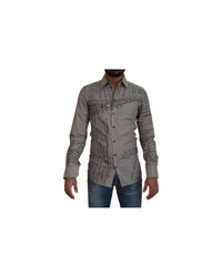 Dolce & Gabbana Signature Print Men's Dress Shirt - Grey