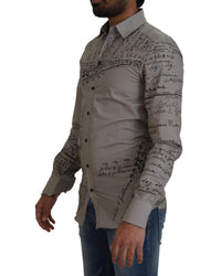 Dolce & Gabbana Signature Print Men's Dress Shirt - Grey
