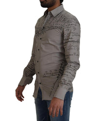 Dolce & Gabbana Signature Print Men's Dress Shirt - Grey