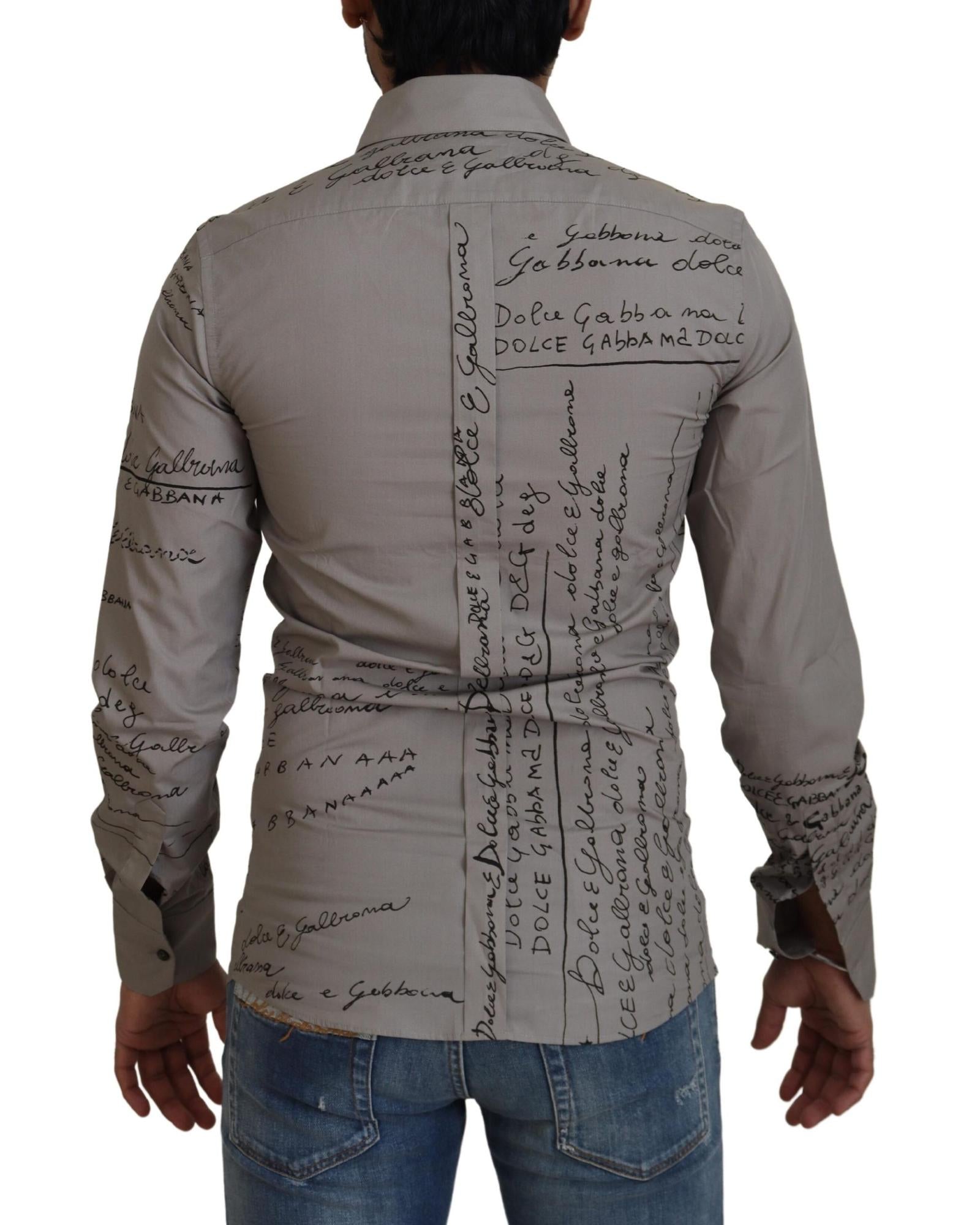 Dolce & Gabbana Signature Print Men's Dress Shirt - Grey
