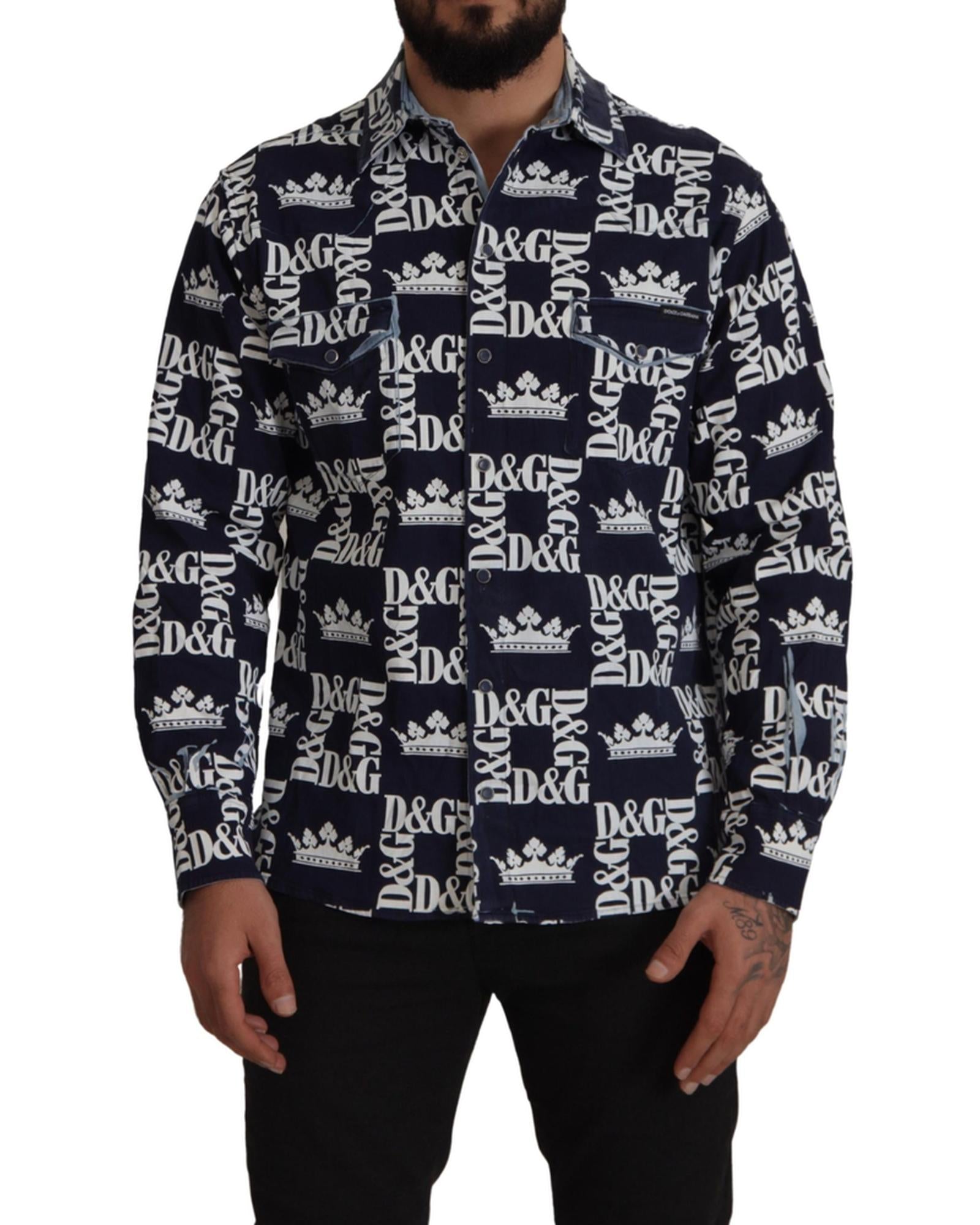 Dolce & Gabbana  Crown Logo Denim Shirt for Men