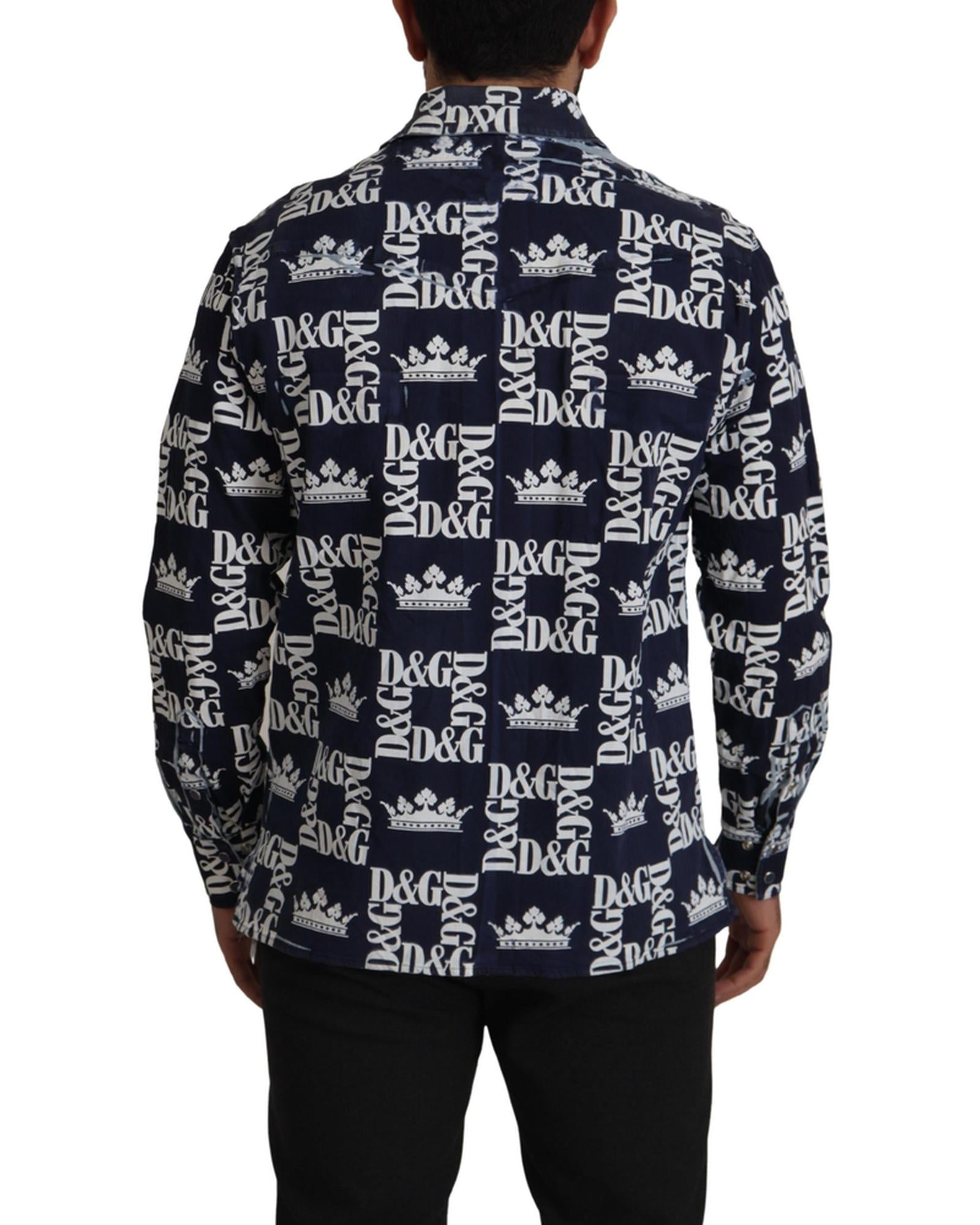 Dolce & Gabbana  Crown Logo Denim Shirt for Men