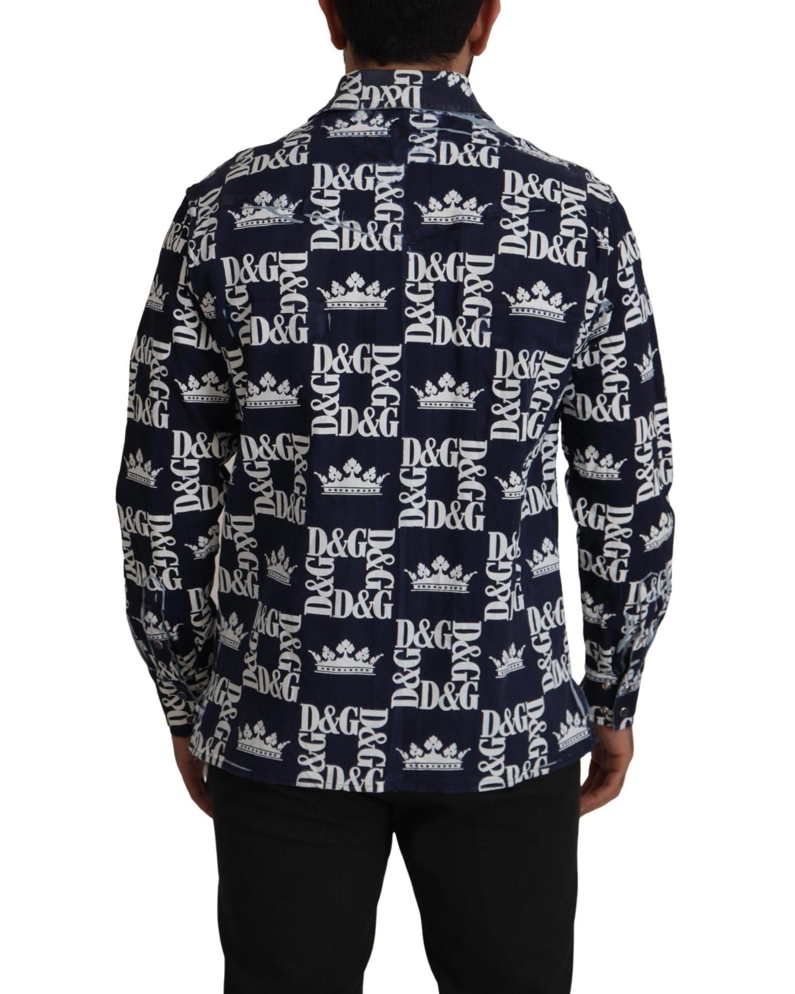 Dolce & Gabbana  Crown Logo Denim Shirt for Men