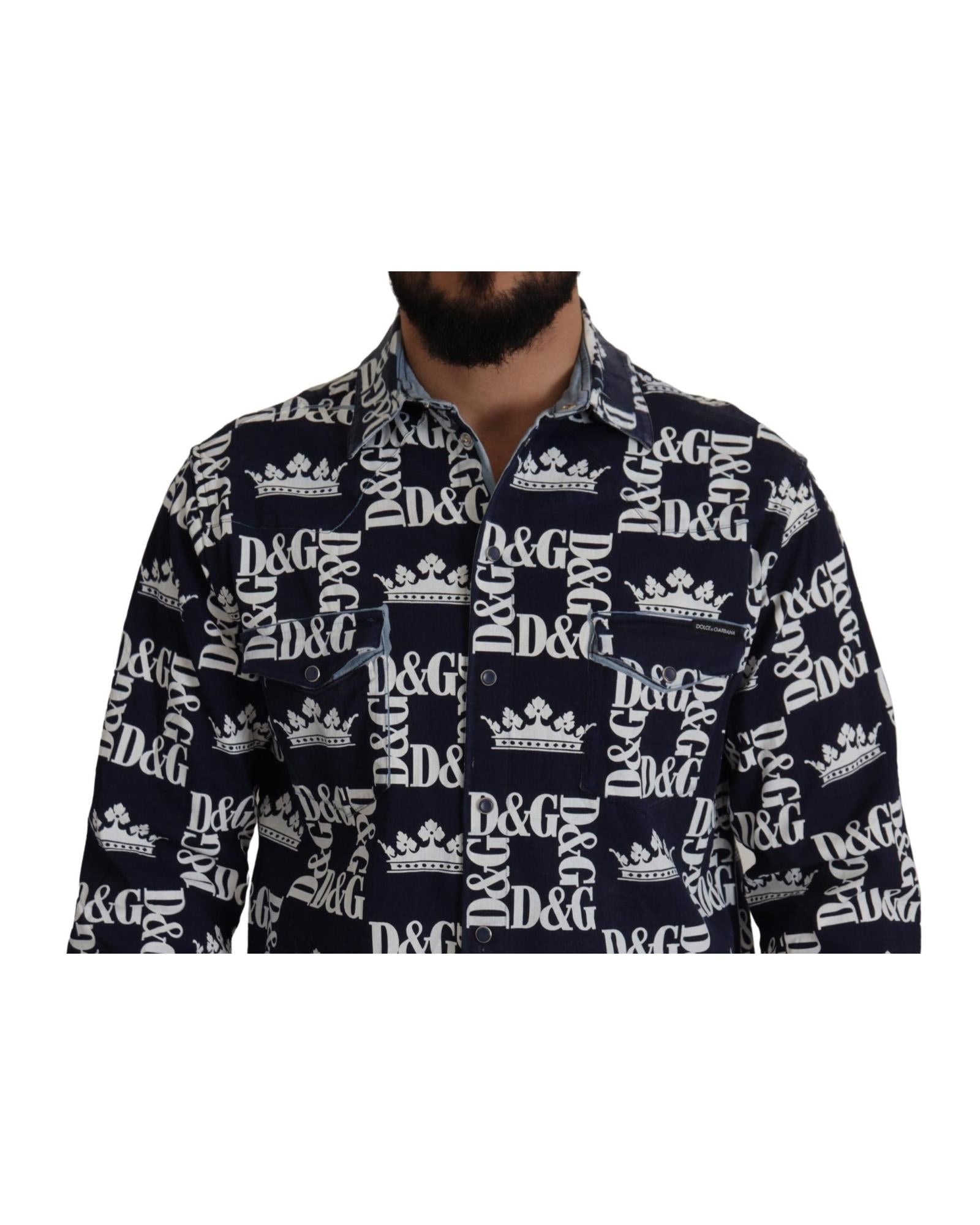 Dolce & Gabbana  Crown Logo Denim Shirt for Men
