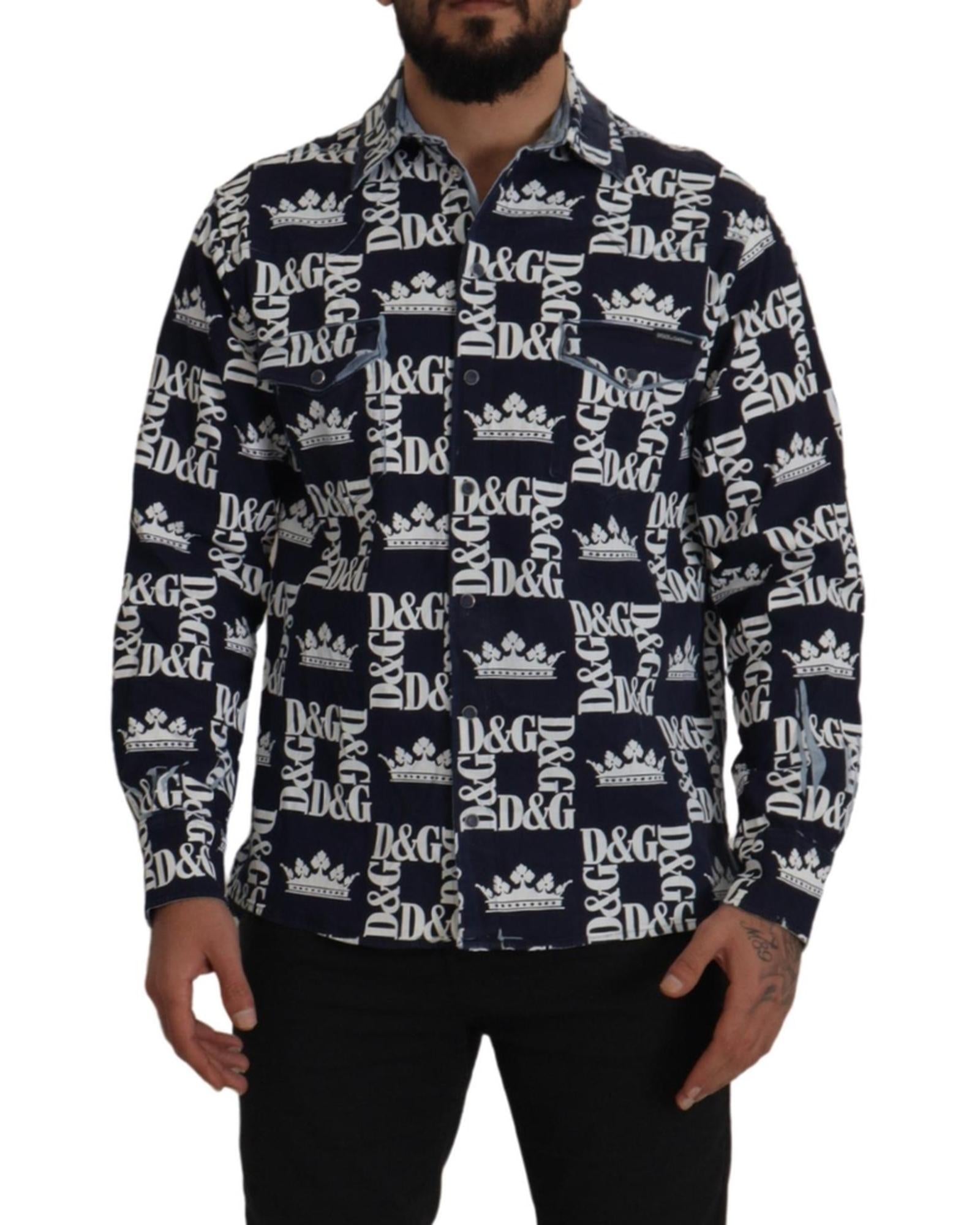 Dolce & Gabbana  Crown Logo Denim Shirt for Men