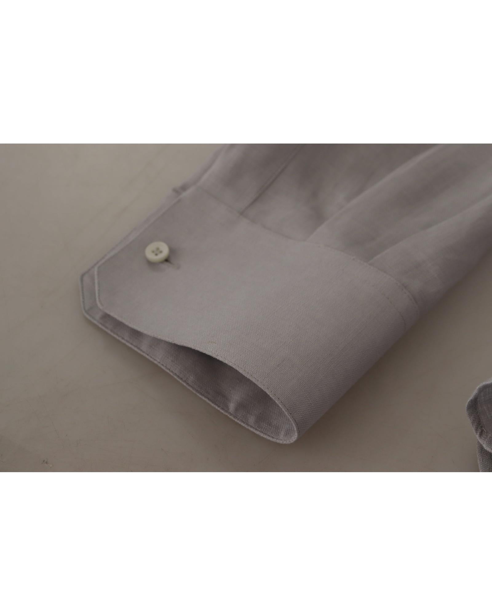 Dolce & Gabbana  Classic Fit Linen Shirt - Light Grey