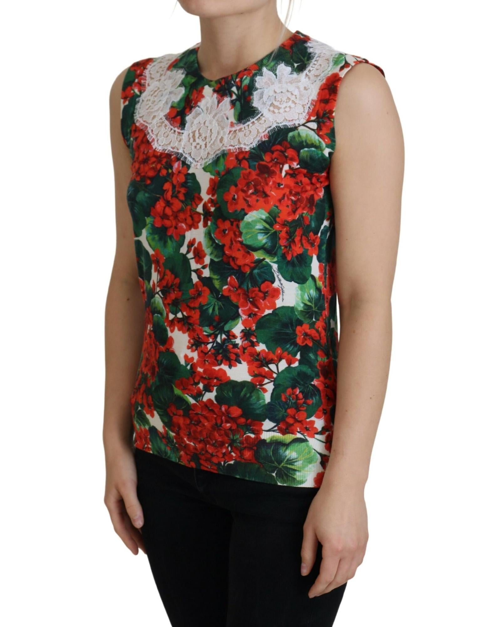 Dolce & Gabbana Women's Geranium Print Sleeveless Top