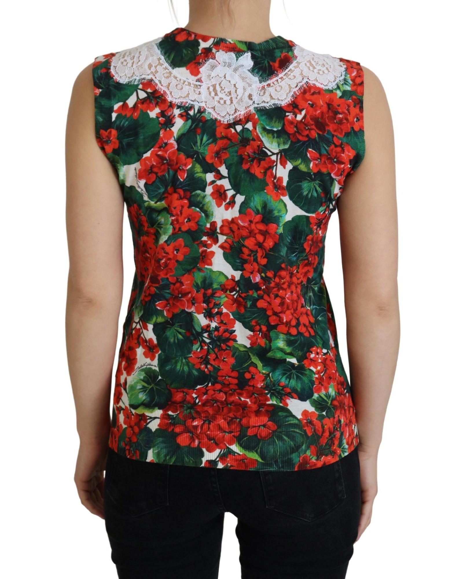 Dolce & Gabbana Women's Geranium Print Sleeveless Top