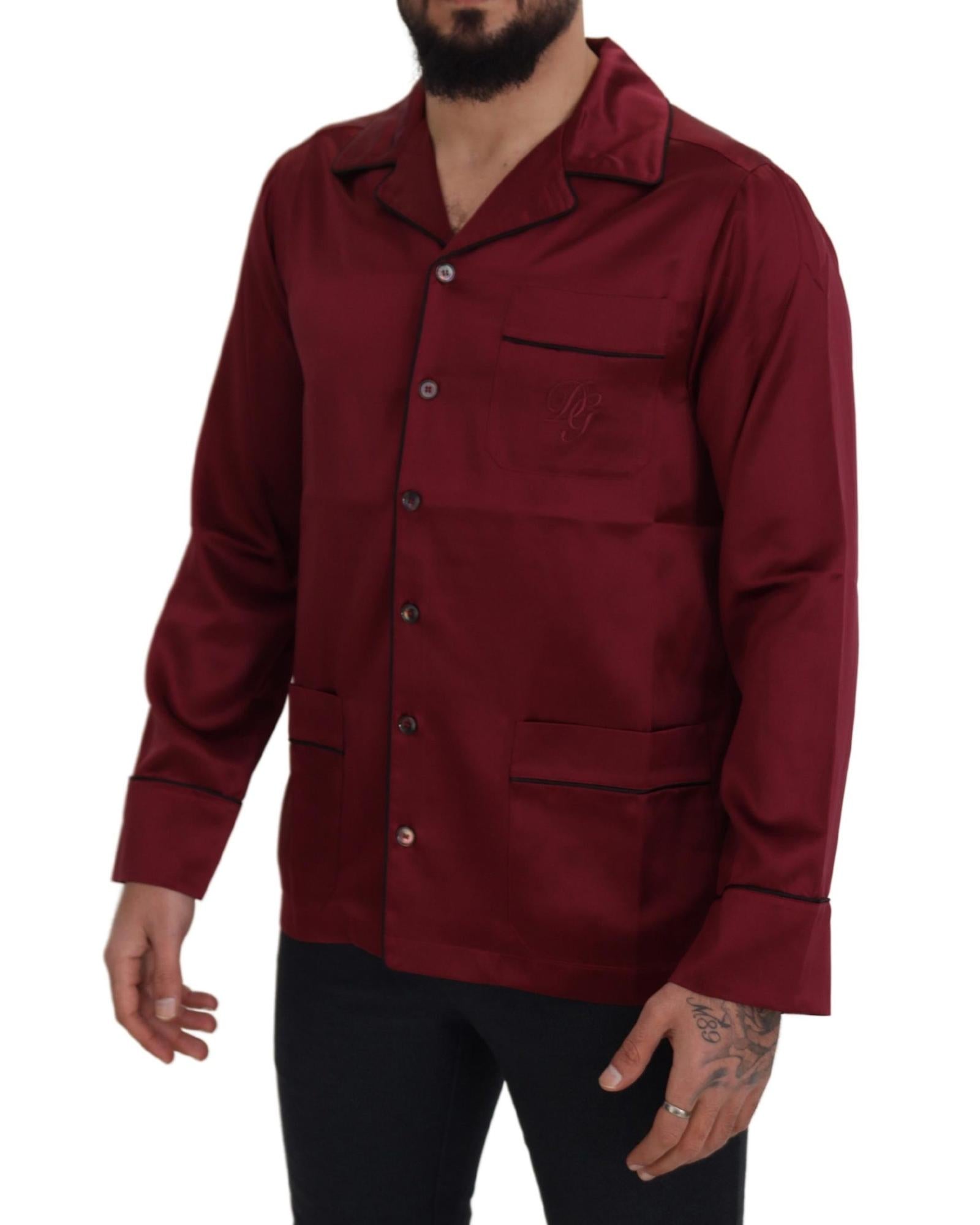 Dolce & Gabbana  Men's Silk Shirt Burgundy