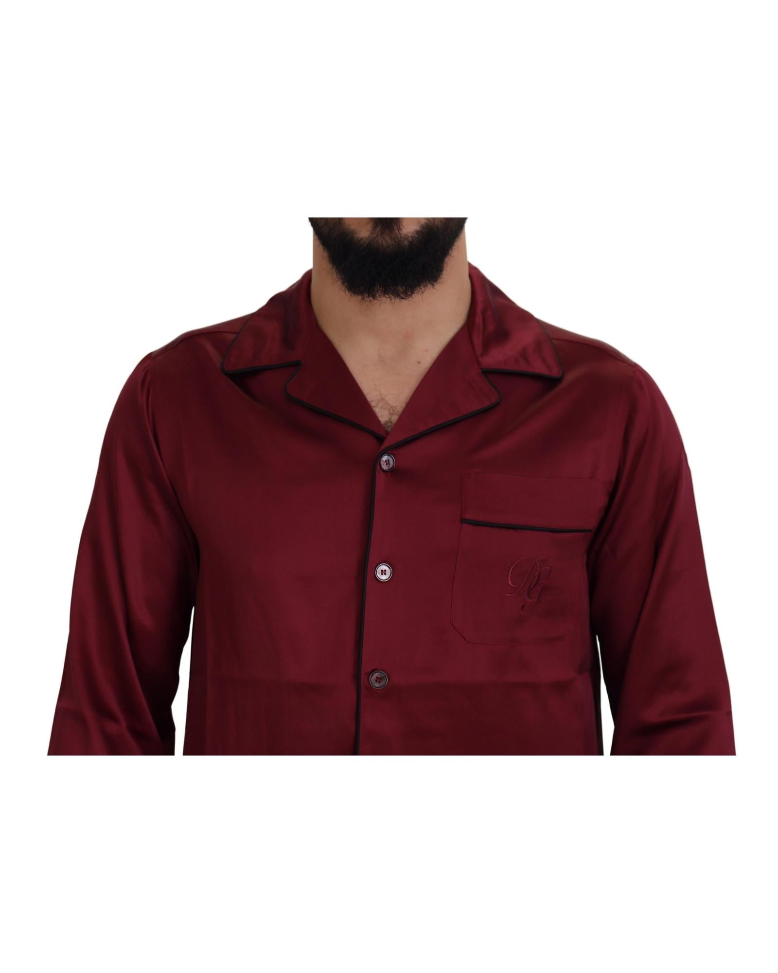 Dolce & Gabbana  Men's Silk Shirt Burgundy