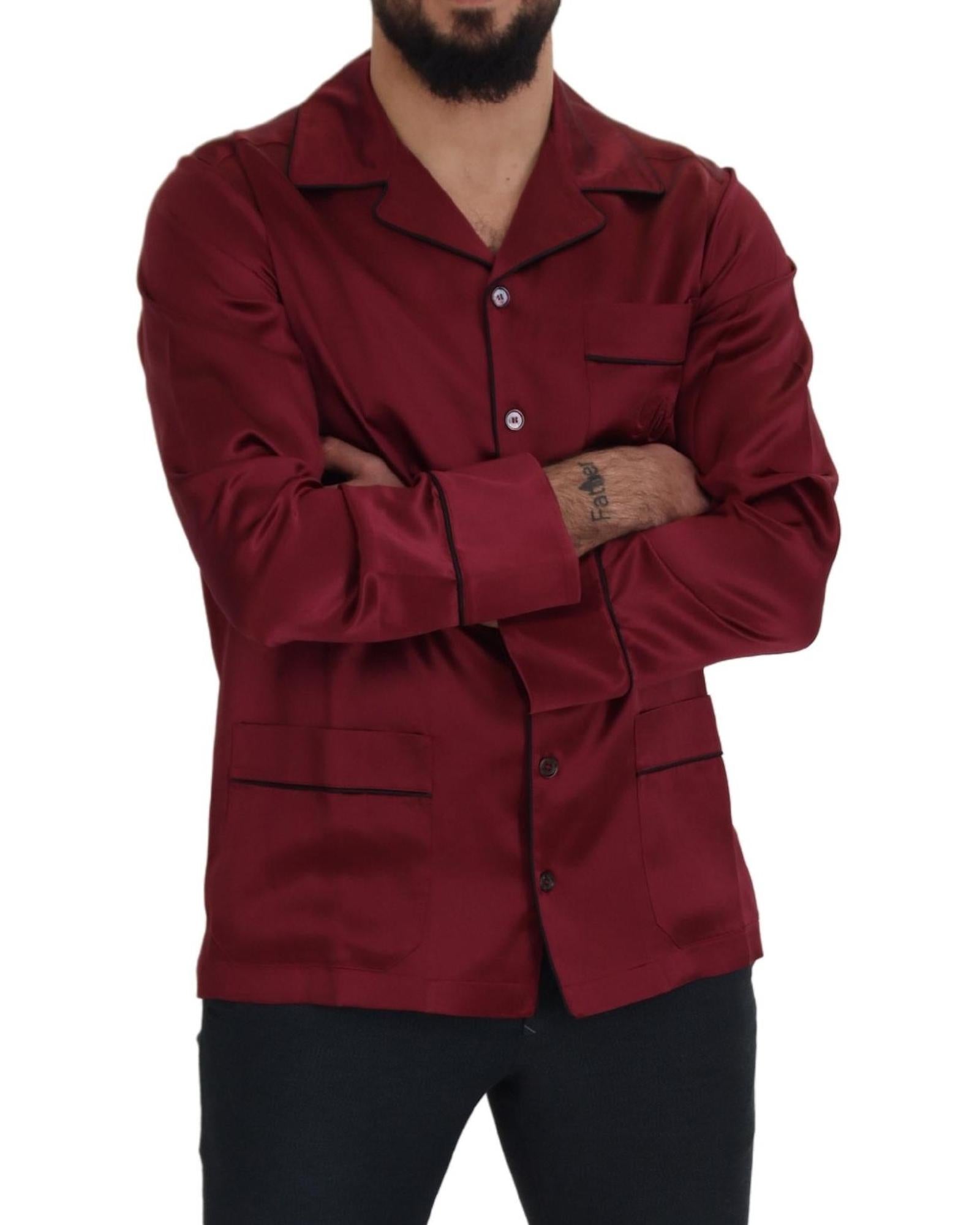 Dolce & Gabbana  Men's Silk Shirt Burgundy