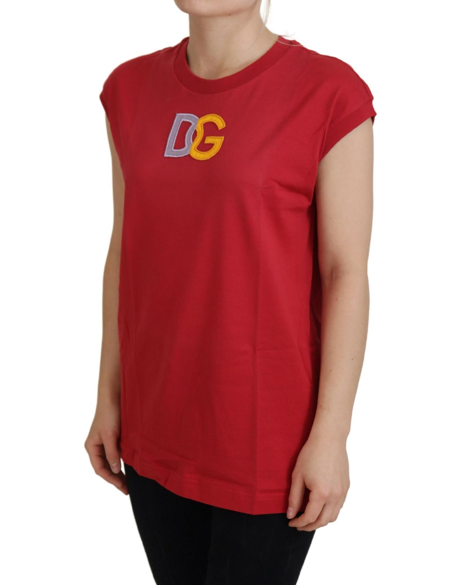 Dolce & Gabbana Women's Red Cotton TShirt with DG Logo