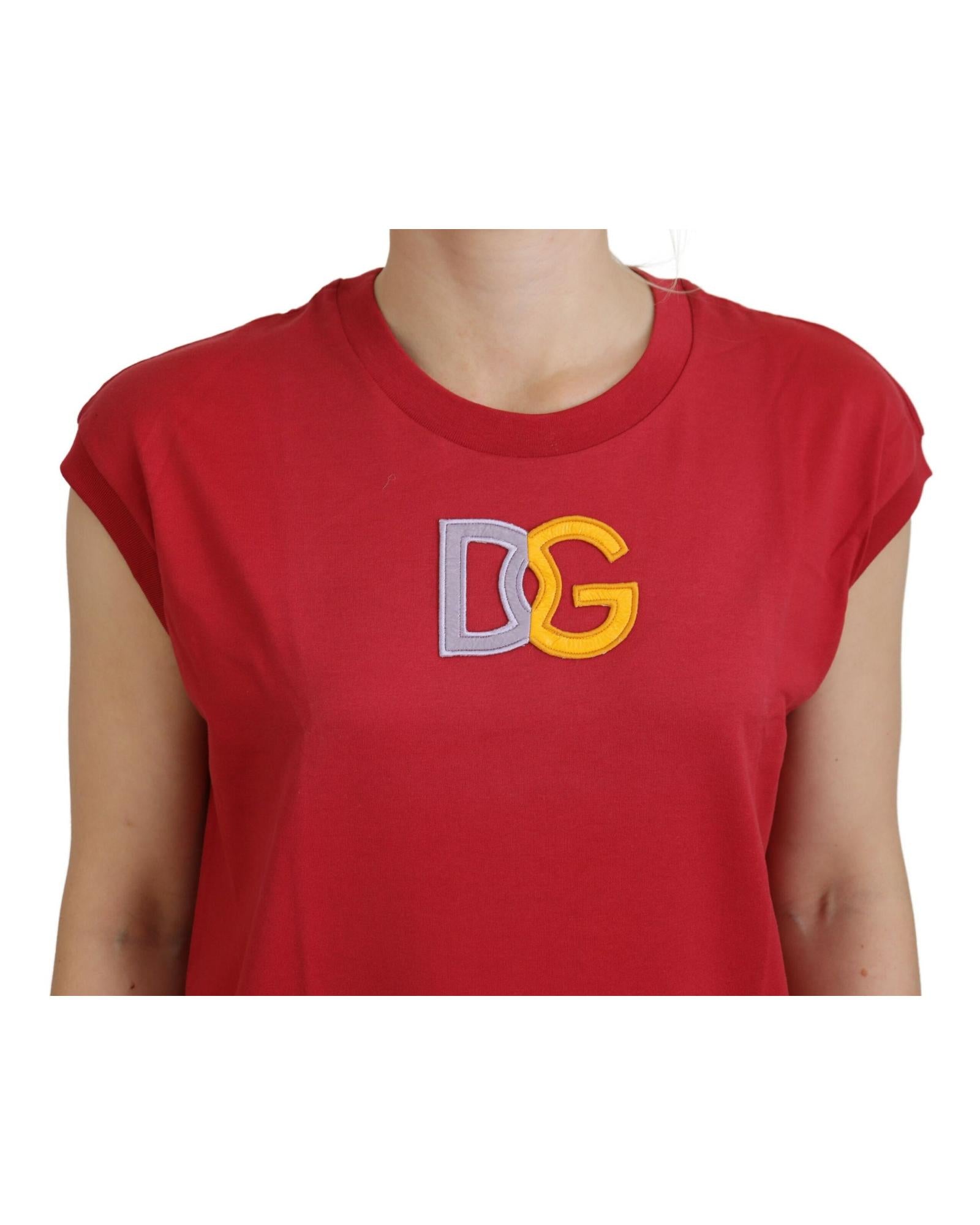 Dolce & Gabbana Women's Red Cotton TShirt with DG Logo