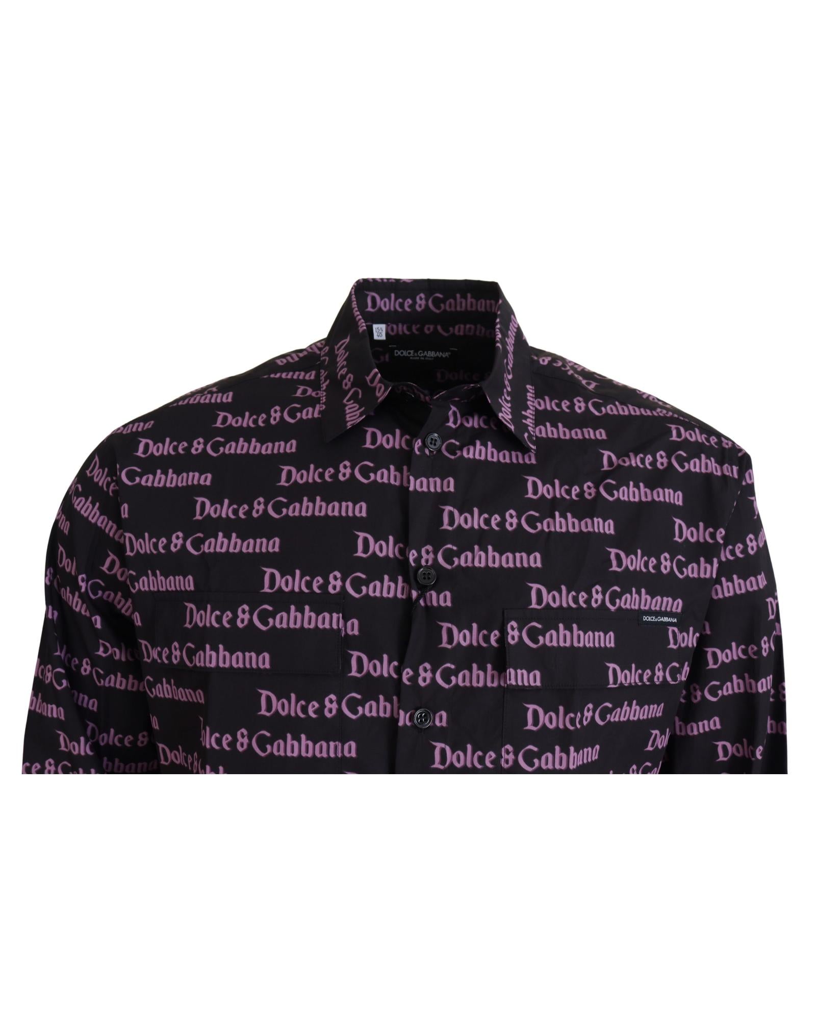 Dolce & Gabbana Men's All Over Logo Print Cotton Shirt