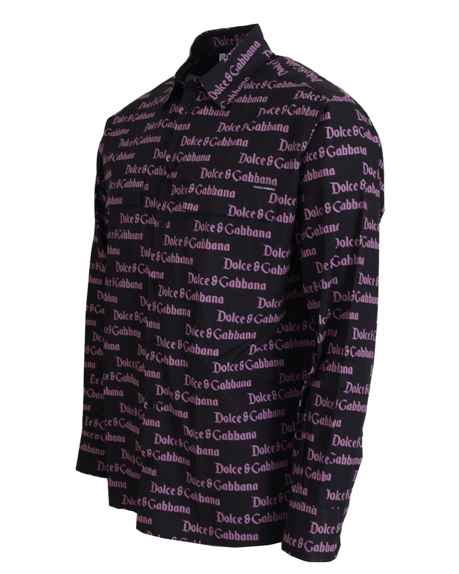Dolce & Gabbana Men's All Over Logo Print Cotton Shirt
