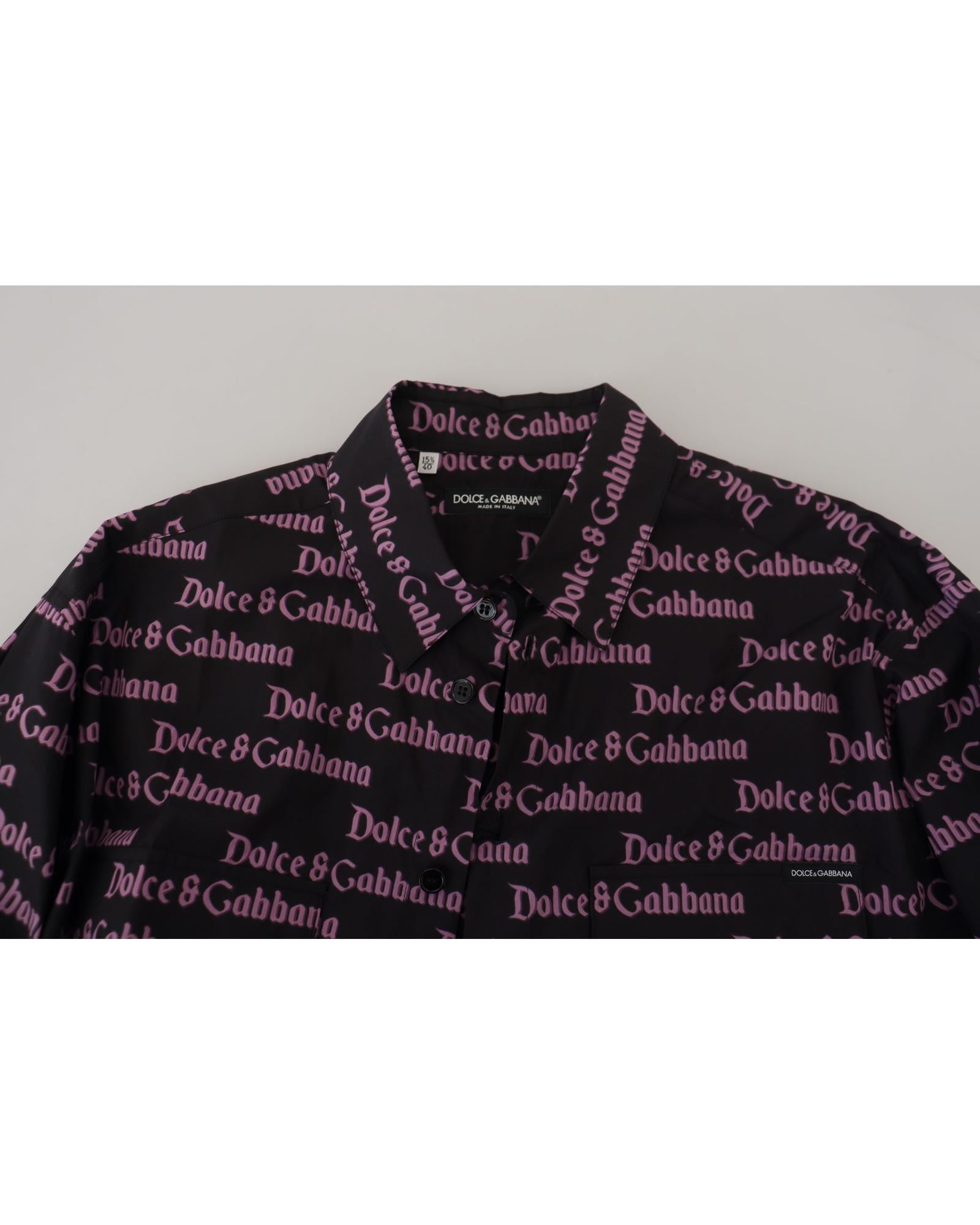 Dolce & Gabbana Men's All Over Logo Print Cotton Shirt