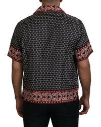 Dolce & Gabbana Men's Short Sleeve Silk Shirt DG Pattern Black