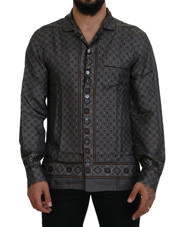 Dolce & Gabbana Baroque Silk Satin Casual Shirt
