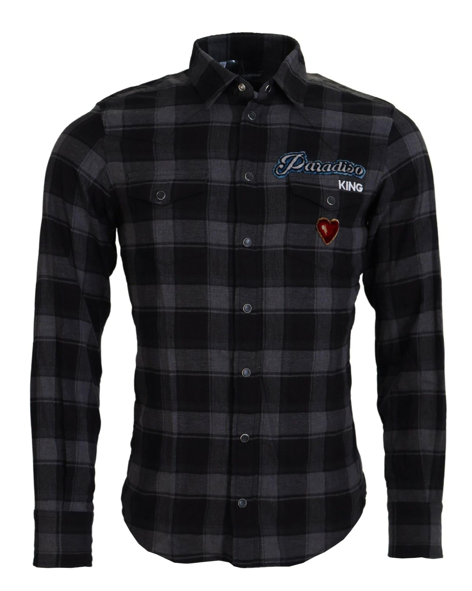 Dolce & Gabbana Men's Paradiso King Flannel Shirt Black/Gray