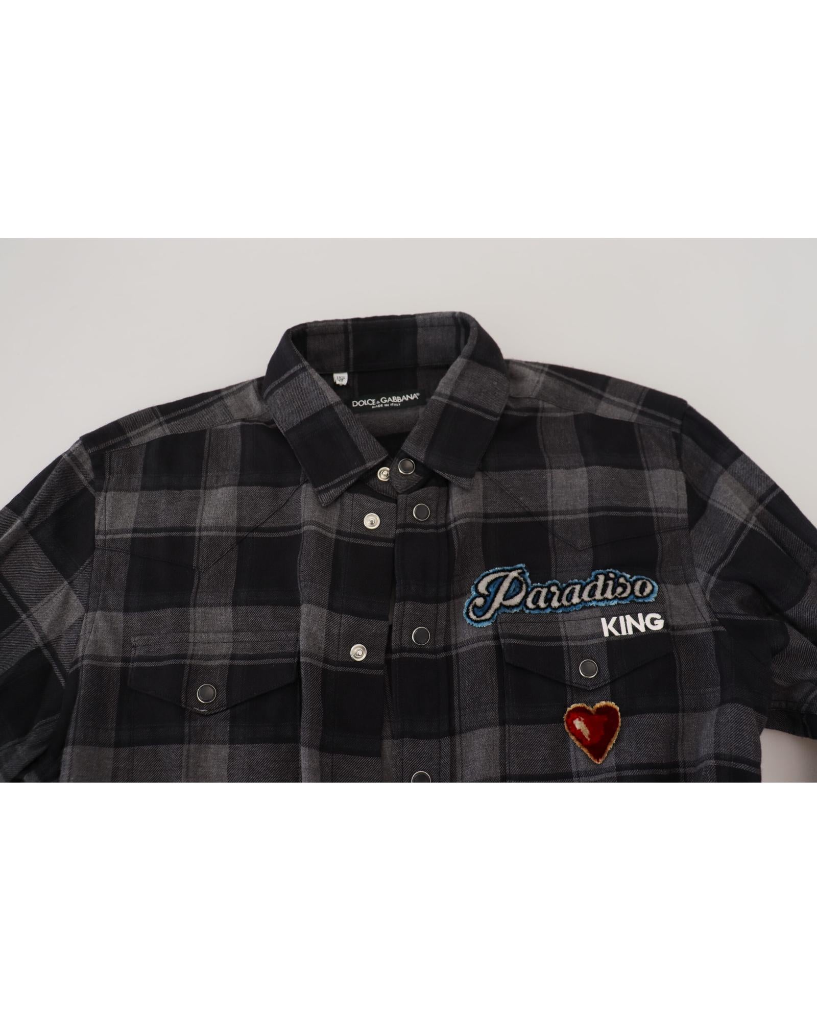 Dolce & Gabbana Men's Paradiso King Flannel Shirt Black/Gray