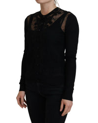 Dolce & Gabbana Women's Black Lace Trim Cardigan