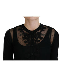 Dolce & Gabbana Women's Black Lace Trim Cardigan