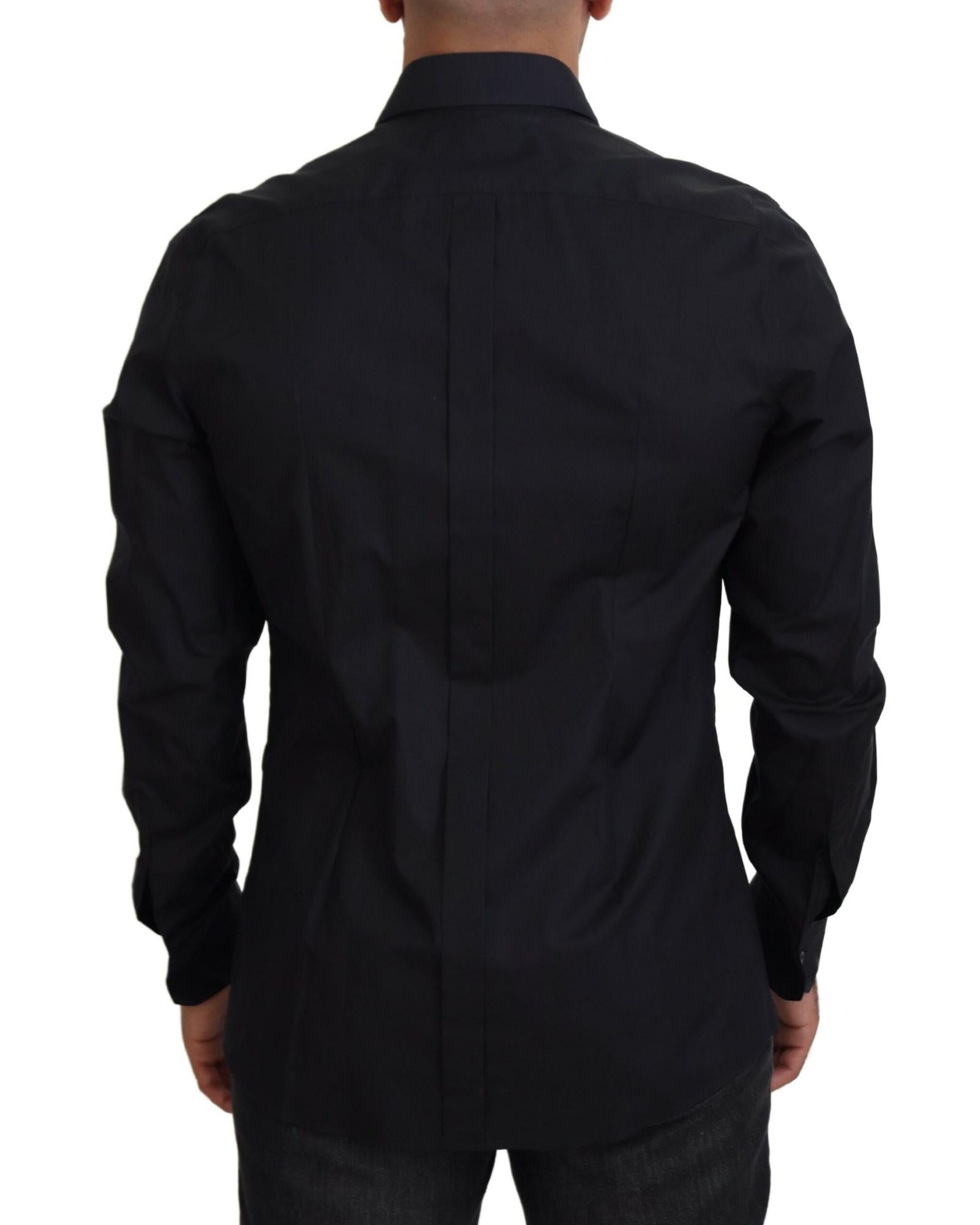 Dolce & Gabbana  Men's Rose Embroidered Long Sleeve Shirt Black