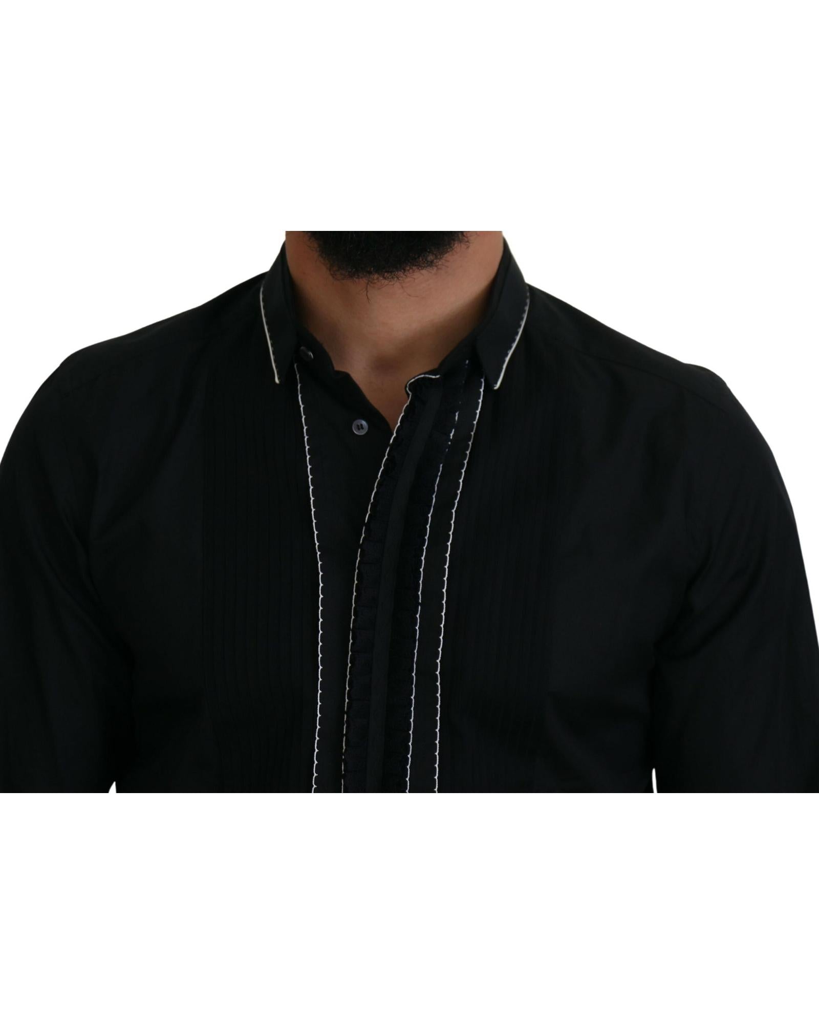 Dolce & Gabbana Classic Fit Long Sleeve Dress Shirt - Black