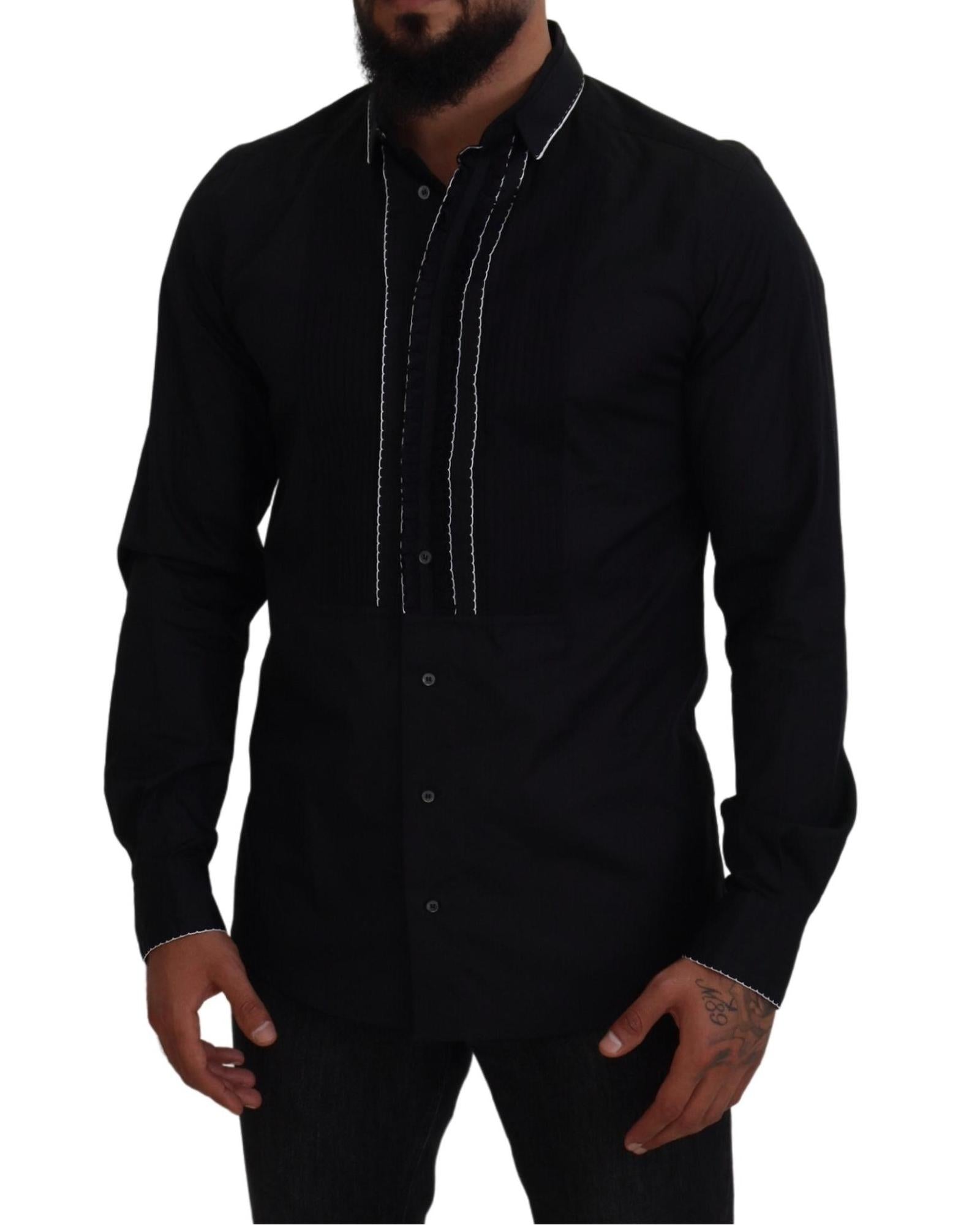 Dolce & Gabbana Classic Fit Long Sleeve Dress Shirt - Black