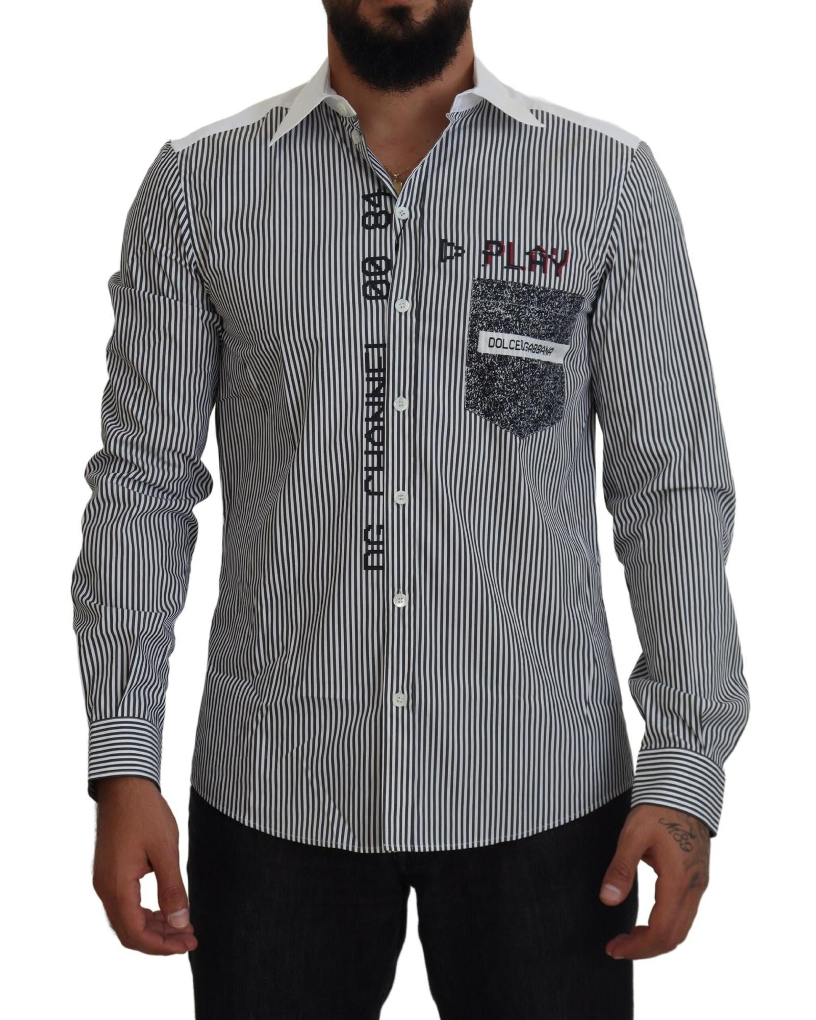 Dolce & Gabbana Play Striped Cotton Shirt - Black Gray