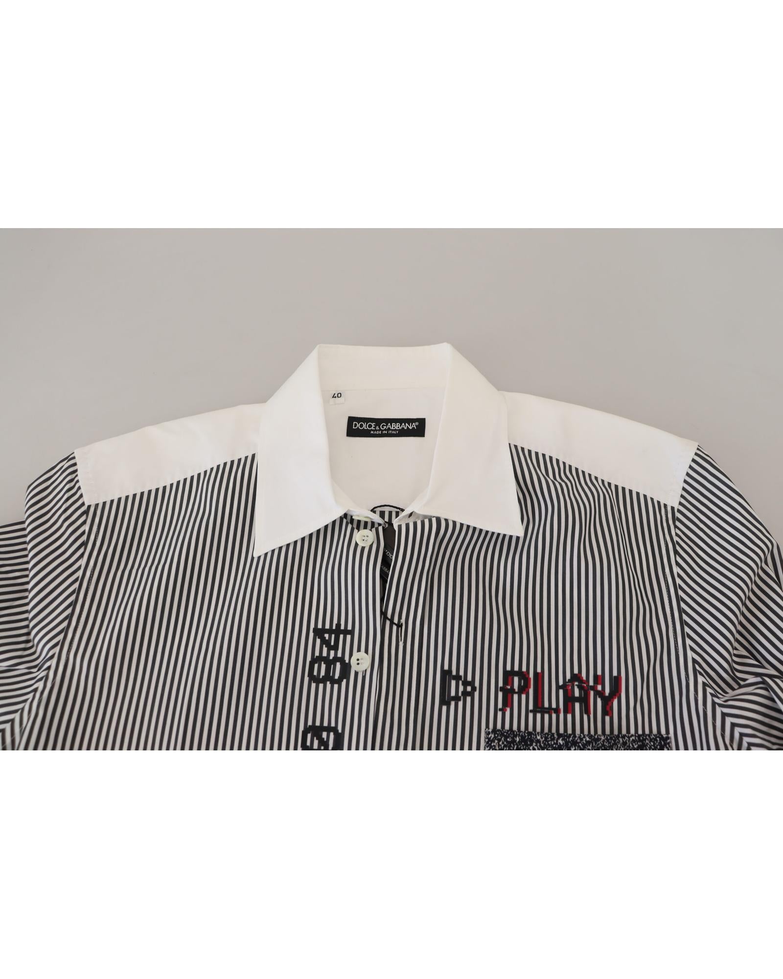 Dolce & Gabbana Play Striped Cotton Shirt - Black