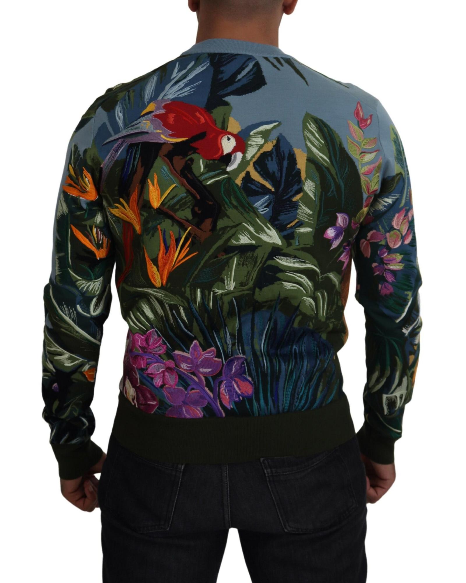Dolce & Gabbana Tiger Toucan Crewneck Sweater Men Multicolor T-Shirts