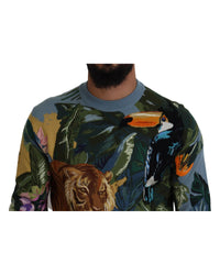 Dolce & Gabbana Tiger Toucan Crewneck Sweater Men Multicolor T-Shirts