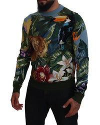Dolce & Gabbana Tiger Toucan Crewneck Sweater Men Multicolor T-Shirts