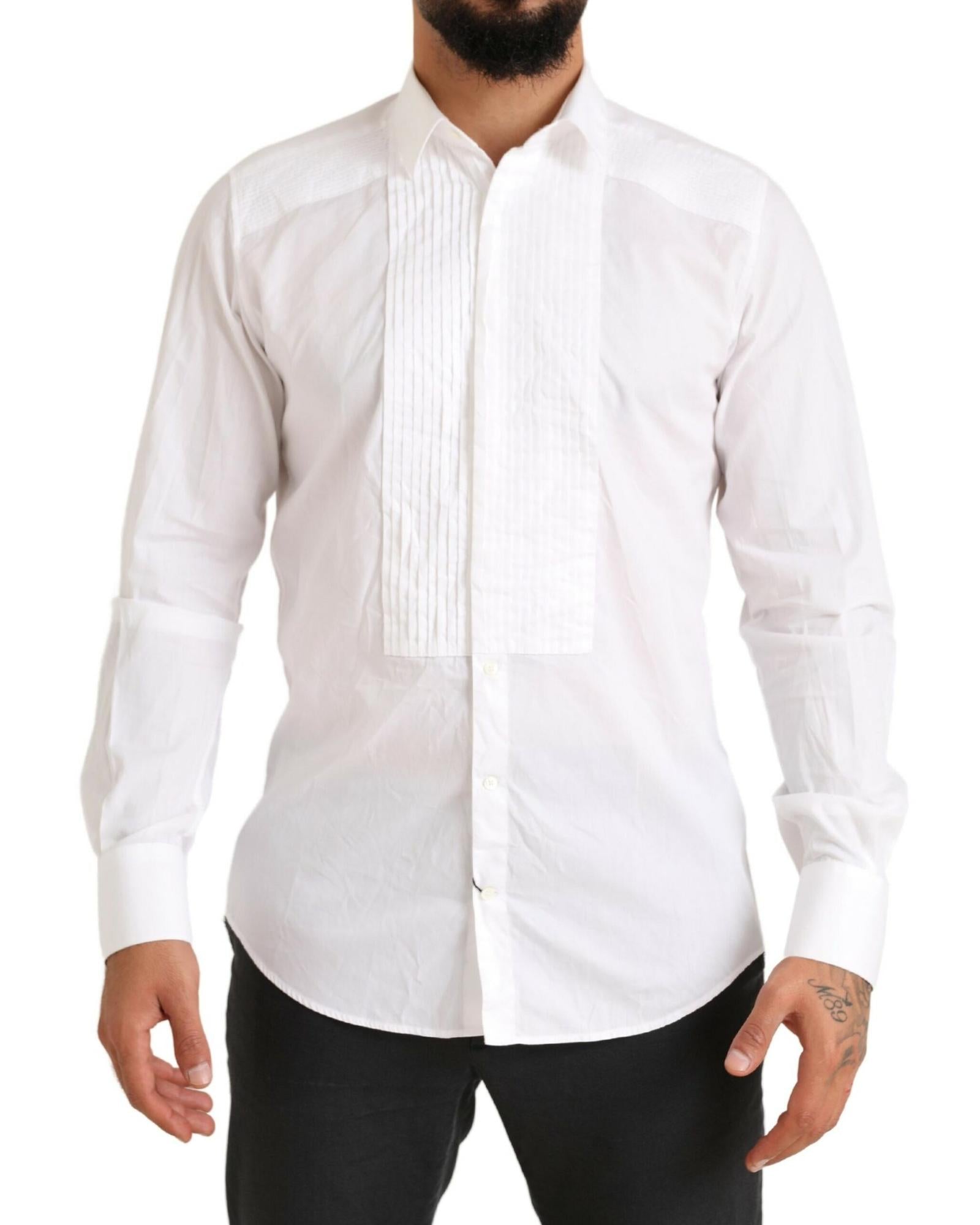 Dolce & Gabbana  Pleated Front Dress Shirt - White