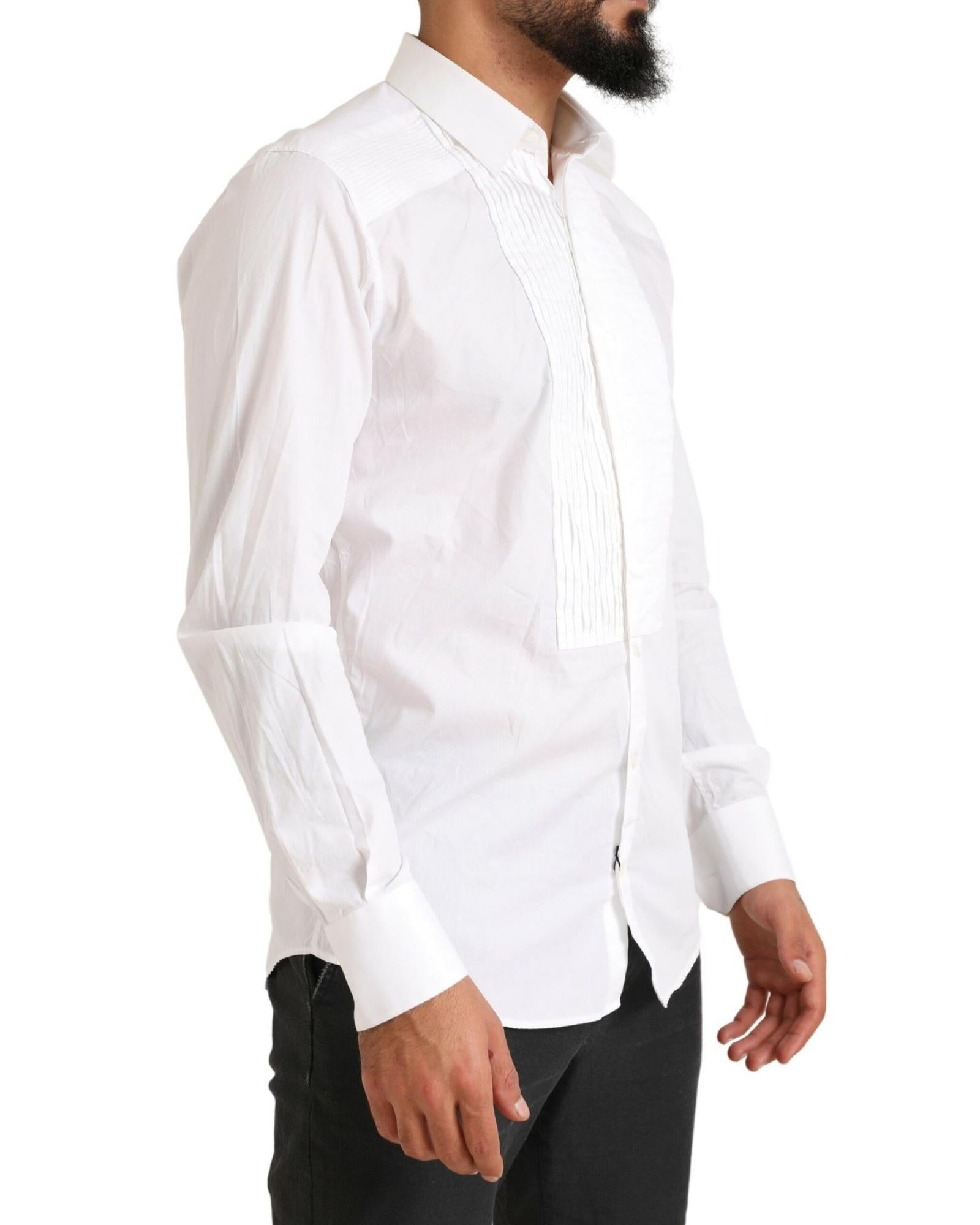 Dolce & Gabbana  Pleated Front Dress Shirt - White