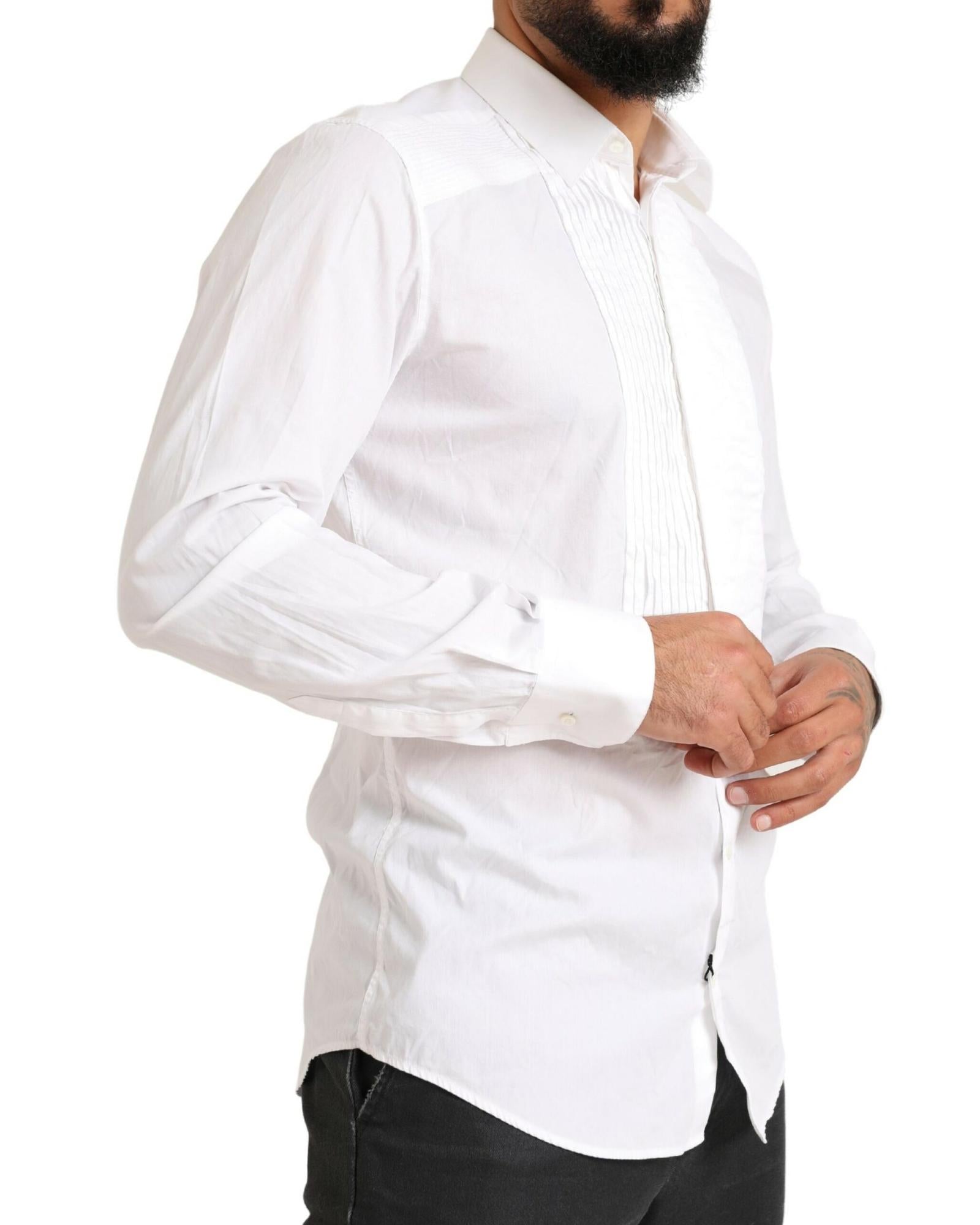 Dolce & Gabbana  Pleated Front Dress Shirt - White