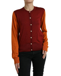 Dolce & Gabbana Women's Color Block Knitwear Cardigan - Red Orange 18 Multicolor