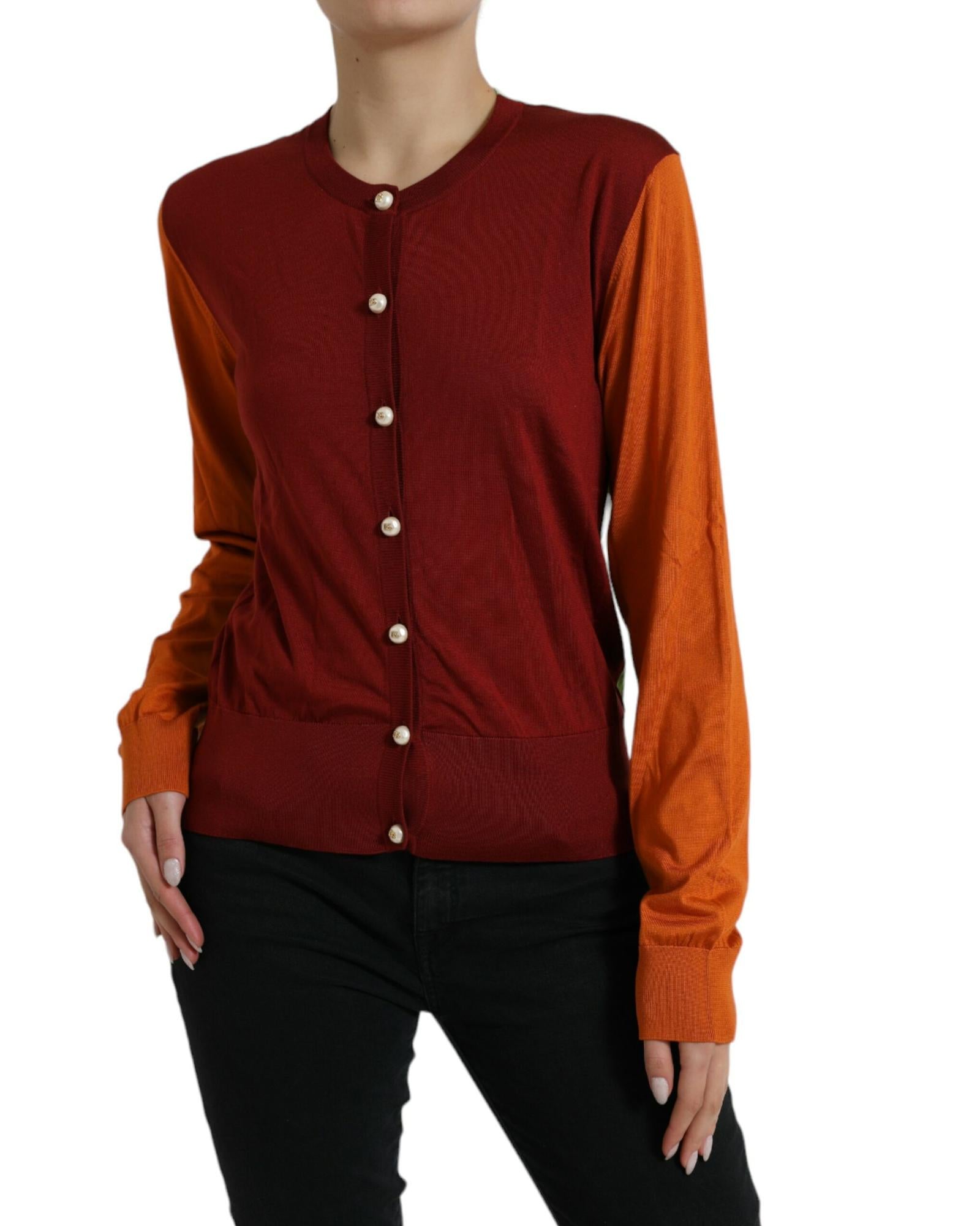 Dolce & Gabbana Women's Color Block Knitwear Cardigan - Red Orange
