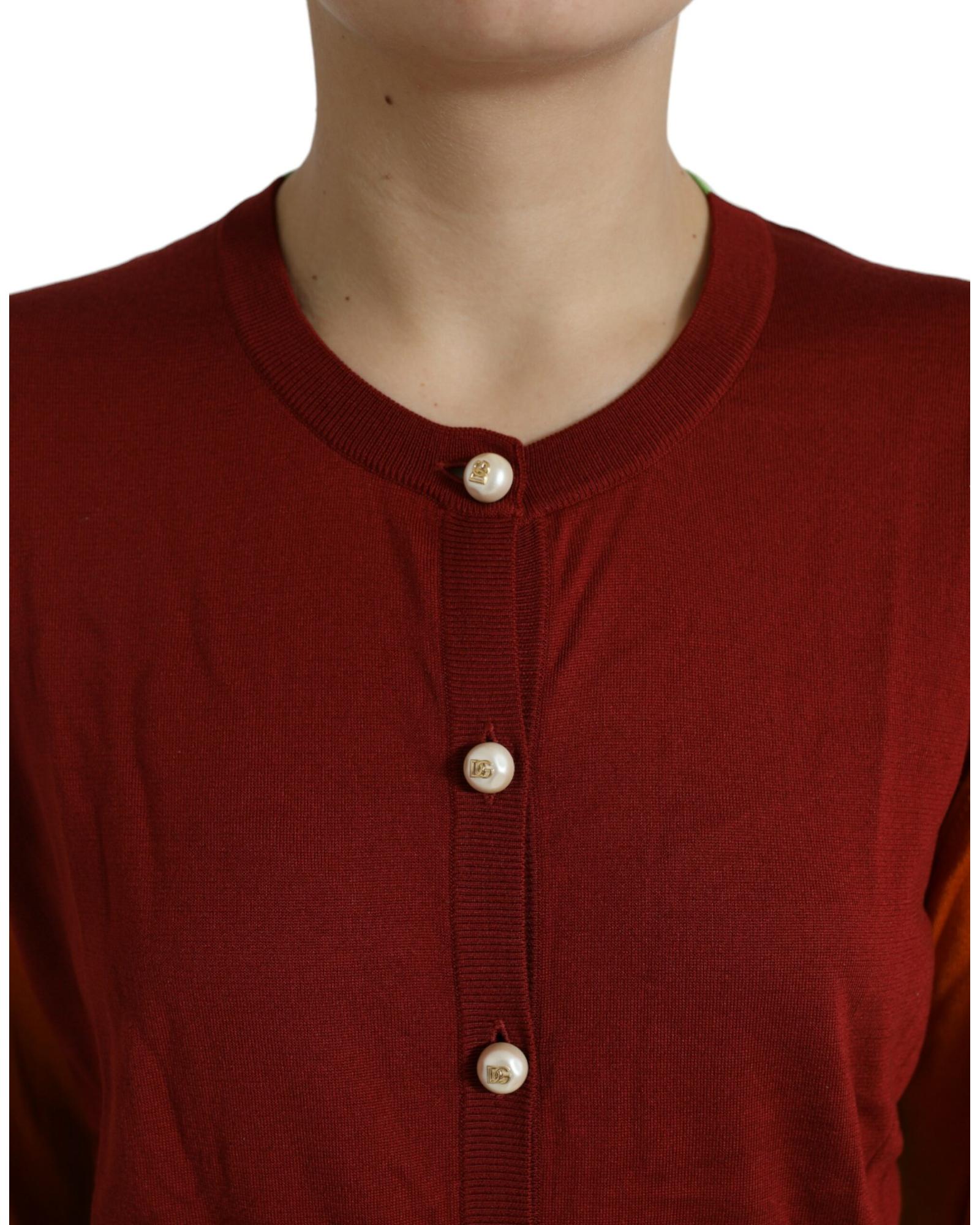 Dolce & Gabbana Women's Color Block Knitwear Cardigan - Red Orange