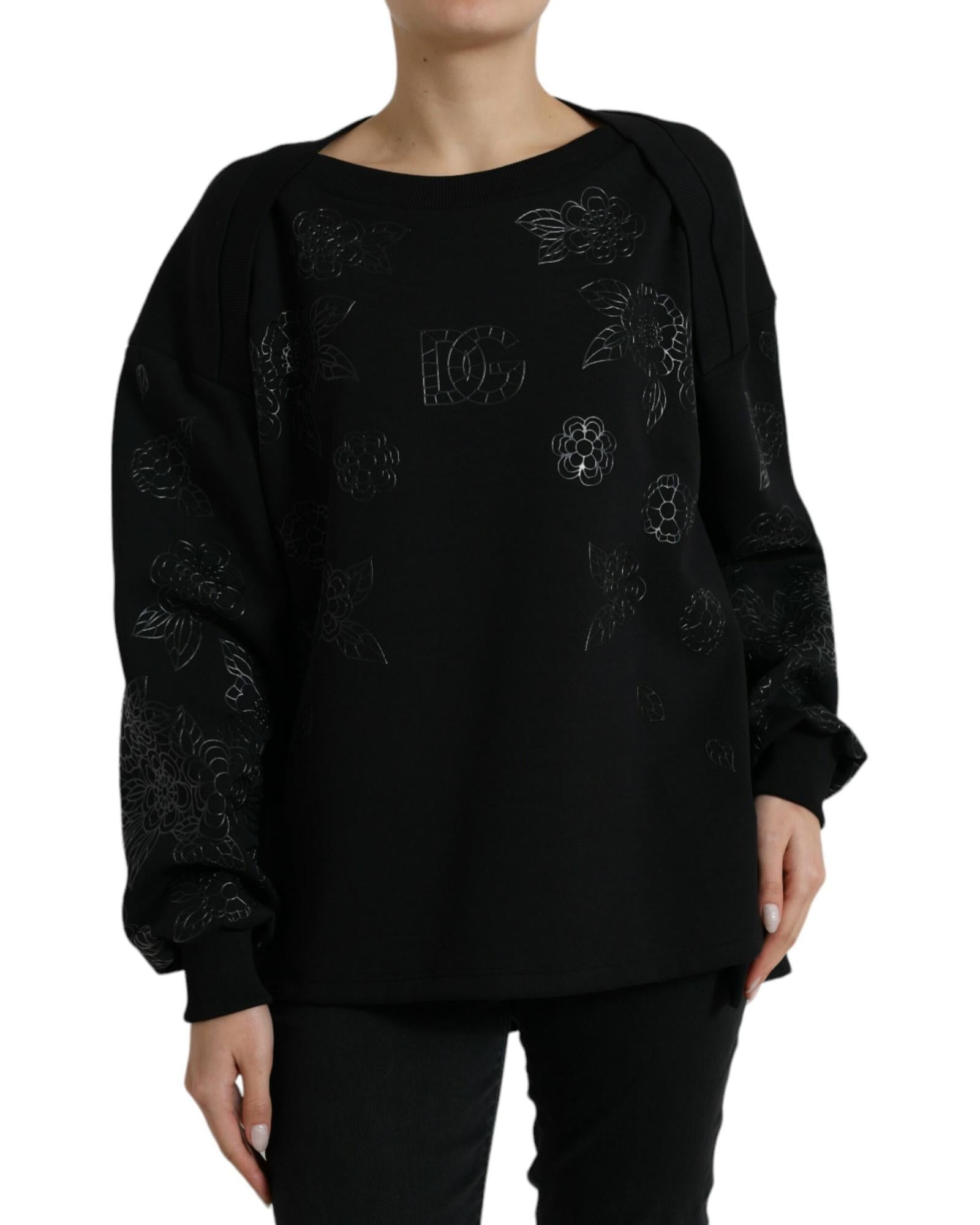 Dolce & Gabbana Floral Print Sweatshirt Black TSH84221 6 Black
