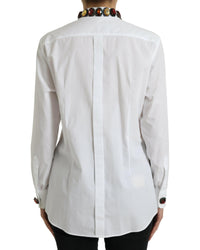 Dolce & Gabbana White Poplin Shirt with Jeweled Collar