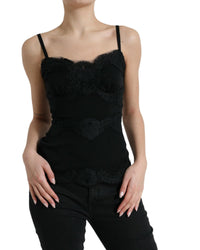 Dolce & Gabbana Black Lace Silk Top 6 Black